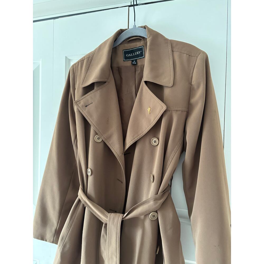 Gallery Medium dark green Double-Breasted Trench Coat - Picture 4 of 12